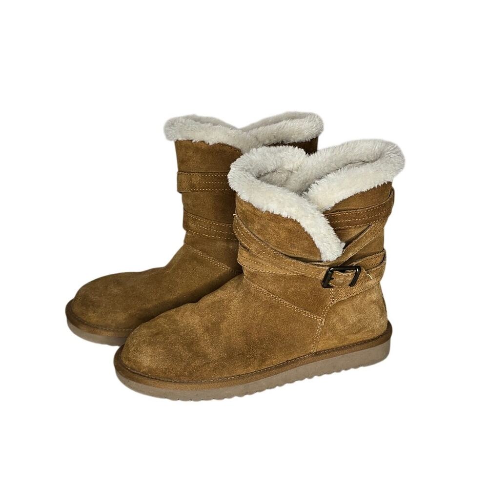 Koolaburra by UGG Women 8 Chestnut Suede Shearling Buckle Winter Boots
